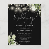 Budget bloemverlichting Zwarte trouw uitnodiging (Voorkant)