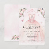 Budget Blozend Roze Bloemenkleed Prinsessenjurk Qu Notitiekaartje (Voorkant / Achterkant)