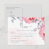 Budget Blozende Roze Bloemige Stof Blauw Bruids Briefkaart (Voorkant / Achterkant)