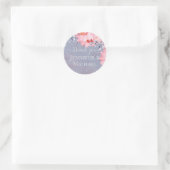 Budget Blozende Roze Bloemige Stof Blauw Bruids Ronde Sticker (Tas)