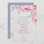 Budget Blozende Roze Bloemige Stof Blauw Bruiloft (Voorkant / Achterkant)