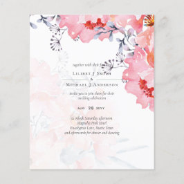 Budget Blozende Roze Bloemige Stof Blauw Bruiloft Flyer