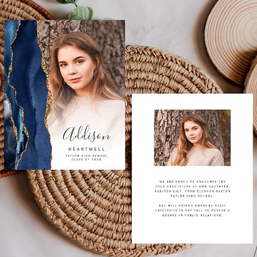 Budget Blue Agate Foto Afstuderen Aankondiging