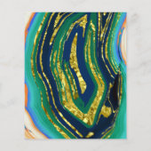 BUDGET blue agate slib gouden bruiloft uitnodiging (Achterkant)