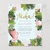 Budget Blue Aloha Hawaii Tropical Gold Birthday (Voorkant)
