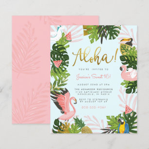 Budget Blue Aloha Hawaii Tropical Gold Birthday