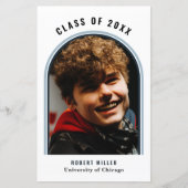 Budget Blue Arch Photo Afstuderen Aankondiging (Voorkant)