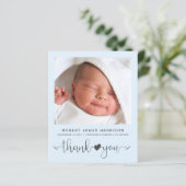 Budget Blue Baby Boy Foto geboorteaankondiging (Staand voorkant)