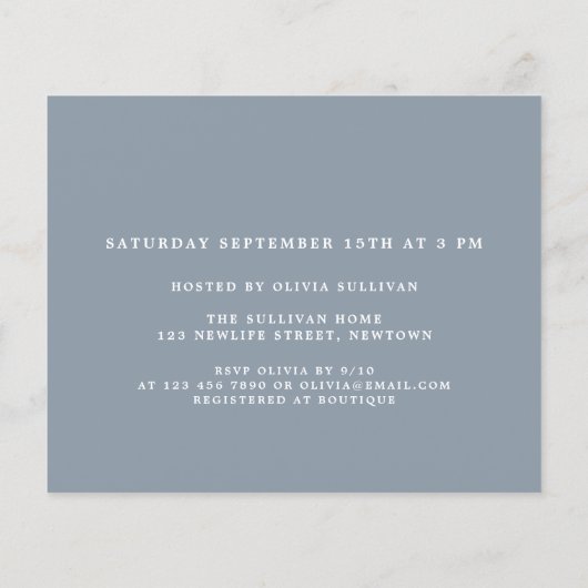 Budget Blue Baby shower Invitation (Achterkant)