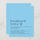 Budget Blue Backyard Baby Q BBQ Shower Invite (Voorkant / Achterkant)