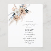 Budget Blue & Beige Boho Floral Gradual Party Flyer (Voorkant)