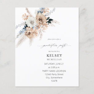 Budget Blue & Beige Boho Floral Gradual Party Flyer