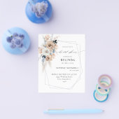 Budget Blue & Beige Boho Floral Vrijgezellenfeest Flyer (Enkel)