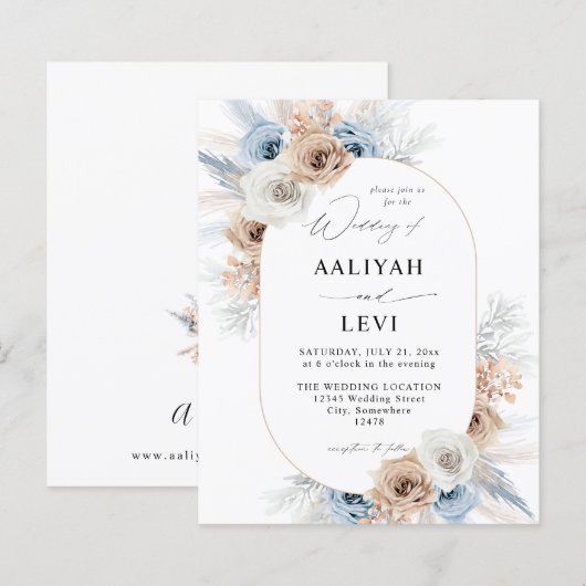 Budget Blue & Beige Boho Floral Wedding 2 (Voorkant / Achterkant)