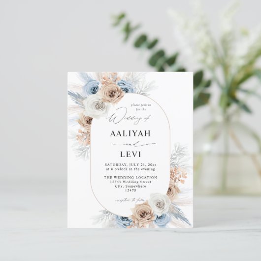 Budget Blue & Beige Boho Floral Wedding 2 (Staand voorkant)