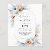 Budget Blue & Beige Boho Floral Wedding 2 Flyer (Voorkant)