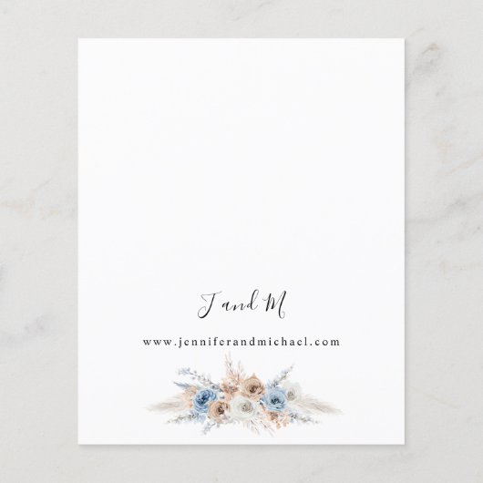 Budget Blue & Beige Boho Floral Wedding Flyer (Achterkant)