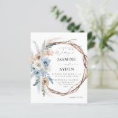 Budget Blue & Beige Boho Floral Wreath Wedding (Staand voorkant)