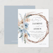 Budget Blue & Beige Boho Floral Wreath Wedding B (Voorkant / Achterkant)