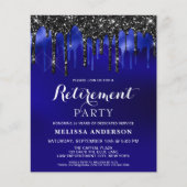 Budget Blue Black Glitter Drift Retirement Party (Voorkant)
