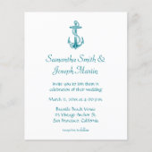 Budget Blue Blauwgroen  Anchor Wedding Uitnodiging (Voorkant)