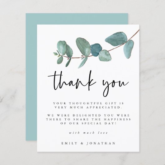 Budget Blue Blauwgroen Eucalyptus Weddenschap Hart (Voorkant / Achterkant)