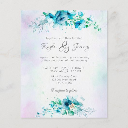 Budget Blue blauwgroen green blobloblob bruiloft u (Voorkant)