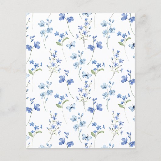 Budget Blue Bloemen Meisje Afstudeerfeest Uitnodig (Achterkant)