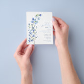 Budget Blue Bloemen Meisje Afstudeerfeest Uitnodig Flyer (Hand)