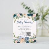 Budget Blue Blush Pink Floral Pumpkin Baby shower (Staand voorkant)