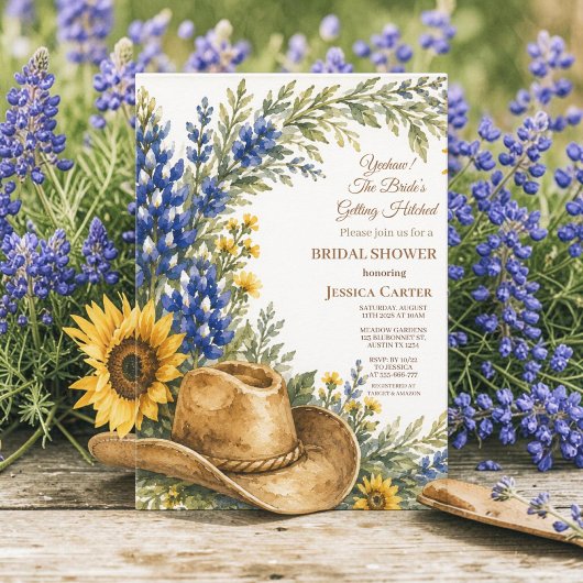 Budget Blue Bonnet Zonnebloem Bruidsdouche Kaart