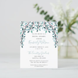 Budget Blue Botanical Bridal Shower Invitation