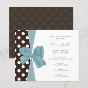 Budget Blue Bow Boy Baby Shower-uitnodigingen