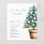 Budget Blue Bow Christmas Merry Little Baby shower (Voorkant)