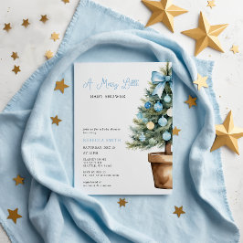 Budget Blue Bow Christmas Merry Little Baby shower