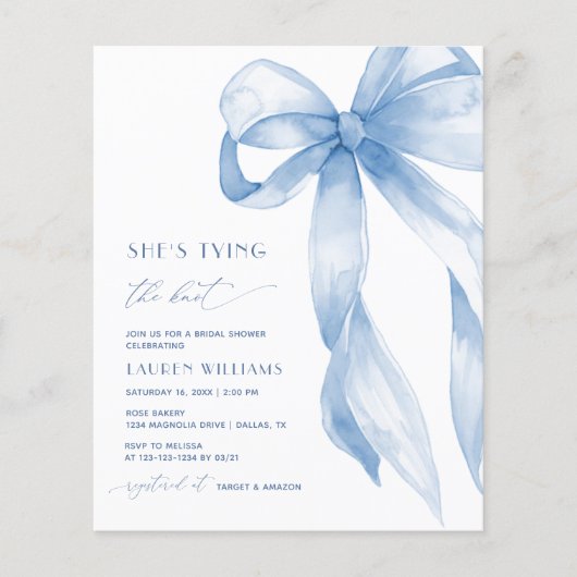 BUDGET Blue Bow Ze is het vastbinden van de knoop  Flyer (Voorkant)