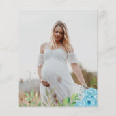 Budget Blue Boy Beer Bloemen Baby shower Uitnodigi (Achterkant)