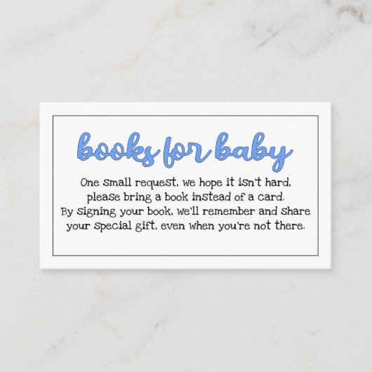 Budget Blue/Boy "Books for Baby" Tussenvoegsel Informatiekaartje (Voorkant)