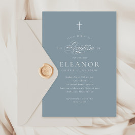 Budget Blue Boy Elegant Cross Kalligrafie Doop Kaart