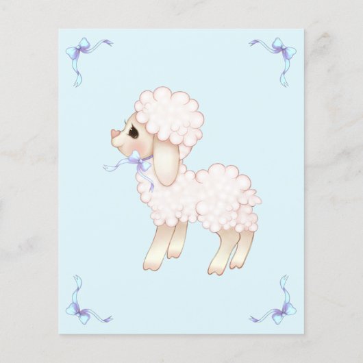 BUDGET Blue Boy Lamb Baby shower nodiging (Achterkant)