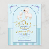 BUDGET Blue Boy Lamb Baby shower nodiging (Voorkant)