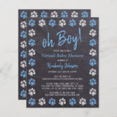 Budget Blue Boy Paw Print Virtual Baby shower (Voorkant / Achterkant)