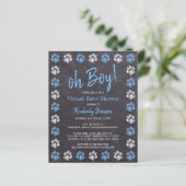 Budget Blue Boy Paw Print Virtual Baby shower (Staand voorkant)