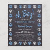 Budget Blue Boy Paw Print Virtual Baby shower (Voorkant)