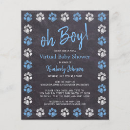Budget Blue Boy Paw Print Virtual Baby shower