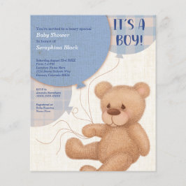 BUDGET Blue Boys Teddy Bear Baby shower nodigt uit