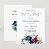 Budget Blue, Burgundy & White Floral Holiday Party (Voorkant / Achterkant)