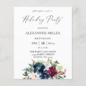 Budget Blue, Burgundy & White Floral Holiday Party (Voorkant)
