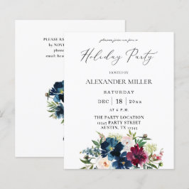 Budget Blue, Burgundy & White Floral Holiday Party