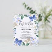 Budget Blue Butterfly Boy Baby Sip en See Invite (Staand voorkant)
